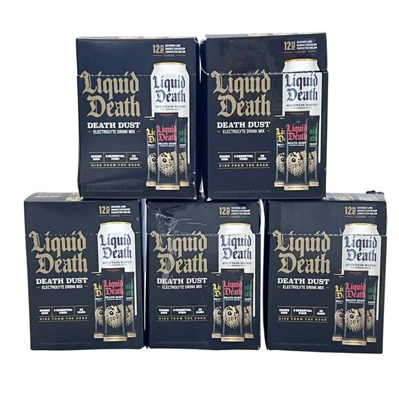 Liquid Death Death Dust Lot of 5 Electrolyte Drink Mix 60 Stick Lime Mango Melon - Picture 1 of 5